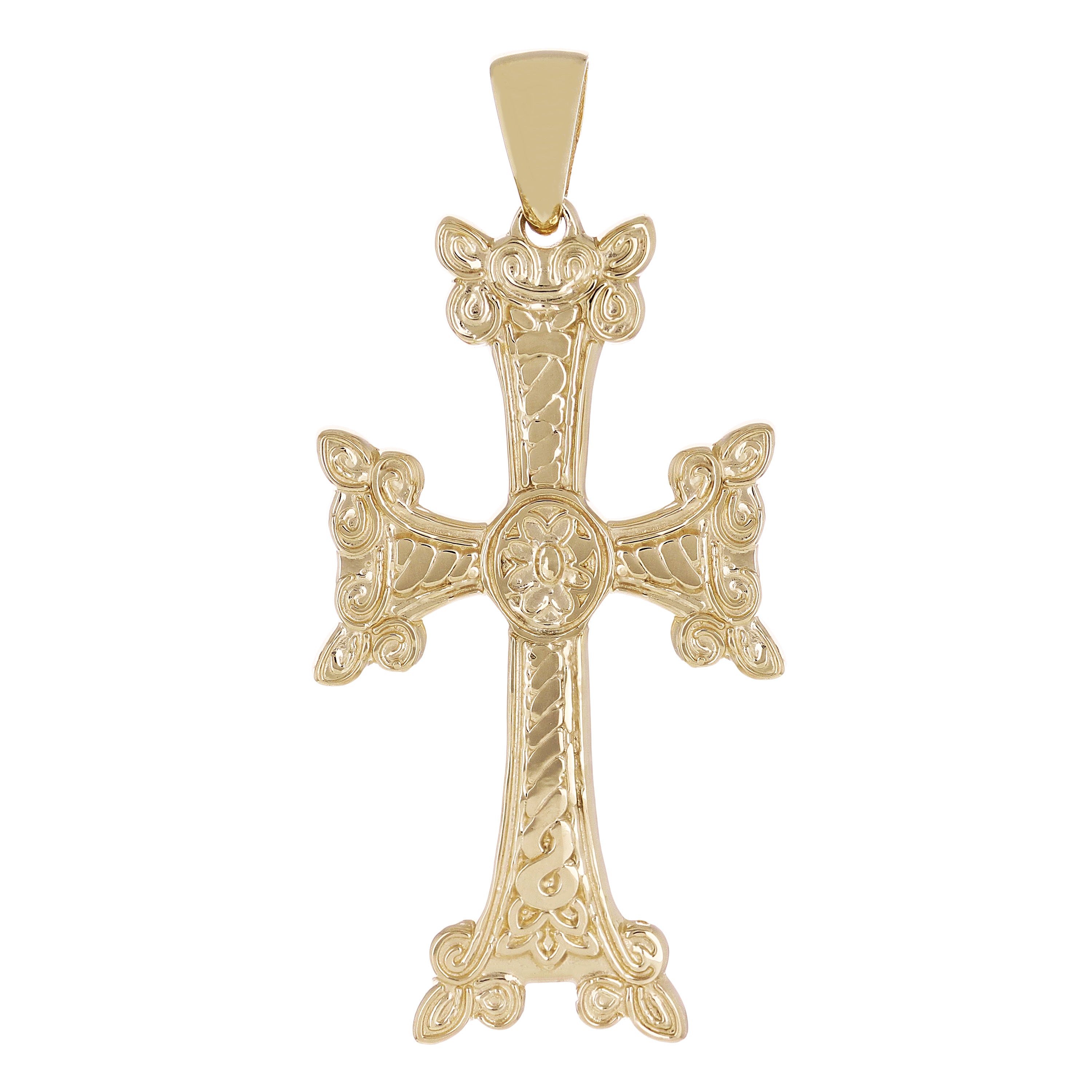 10k Yellow Gold Crucifix Christian Cross Pendant Religious Charm 26mm 14.5 grams