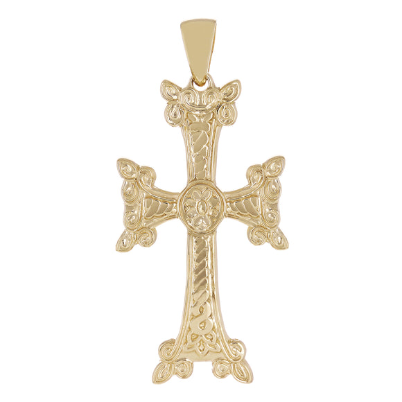 14k Yellow Gold Crucifix Christian Cross Pendant Religious Charm 26mm 15.9 grams