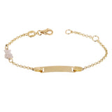 Italian 14k Yellow & White Gold Teddy Bear Charm Baby Kids ID Bracelet 5.5" 2g