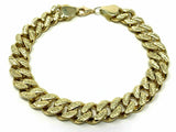 14k Yellow Gold Hollow REVERSIBLE Cuban Link Chain Bracelet 9.25" 11mm 22.9g