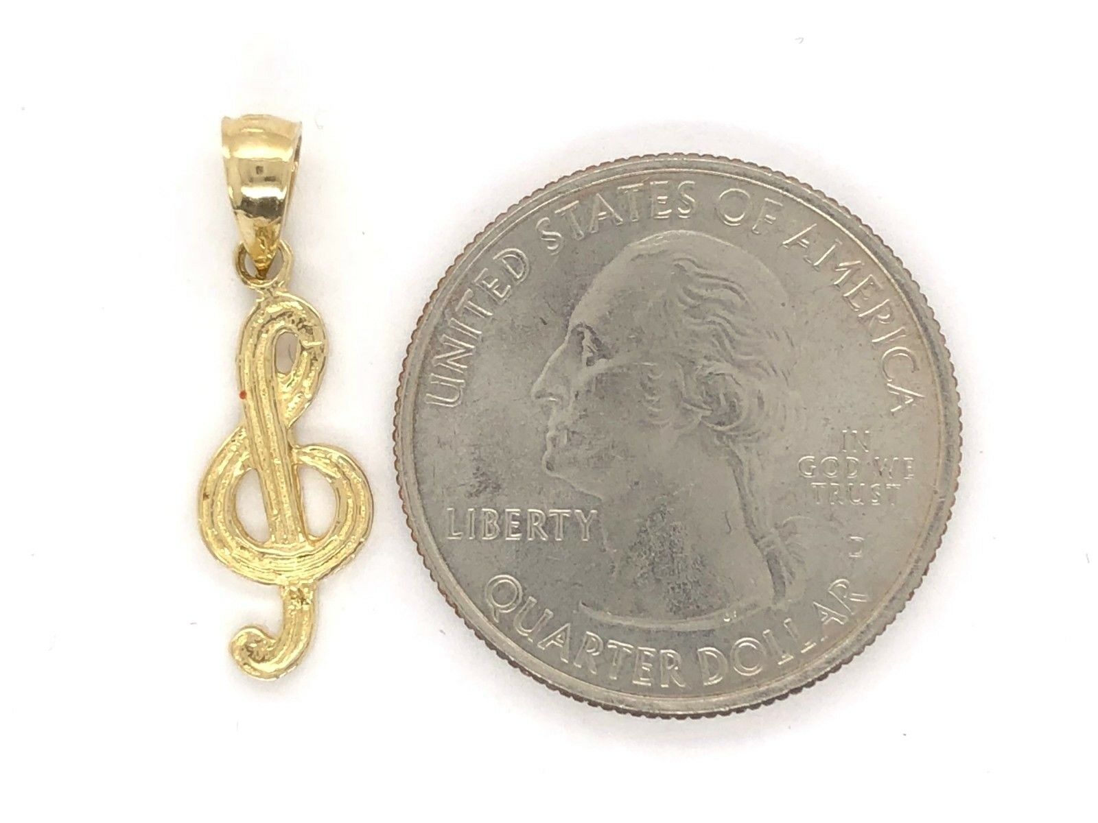 14k Yellow Gold Treble Clef Music Note Charm Pendant 0.9 gram
