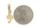 14k Yellow Gold Treble Clef Music Note Charm Pendant 0.9 gram