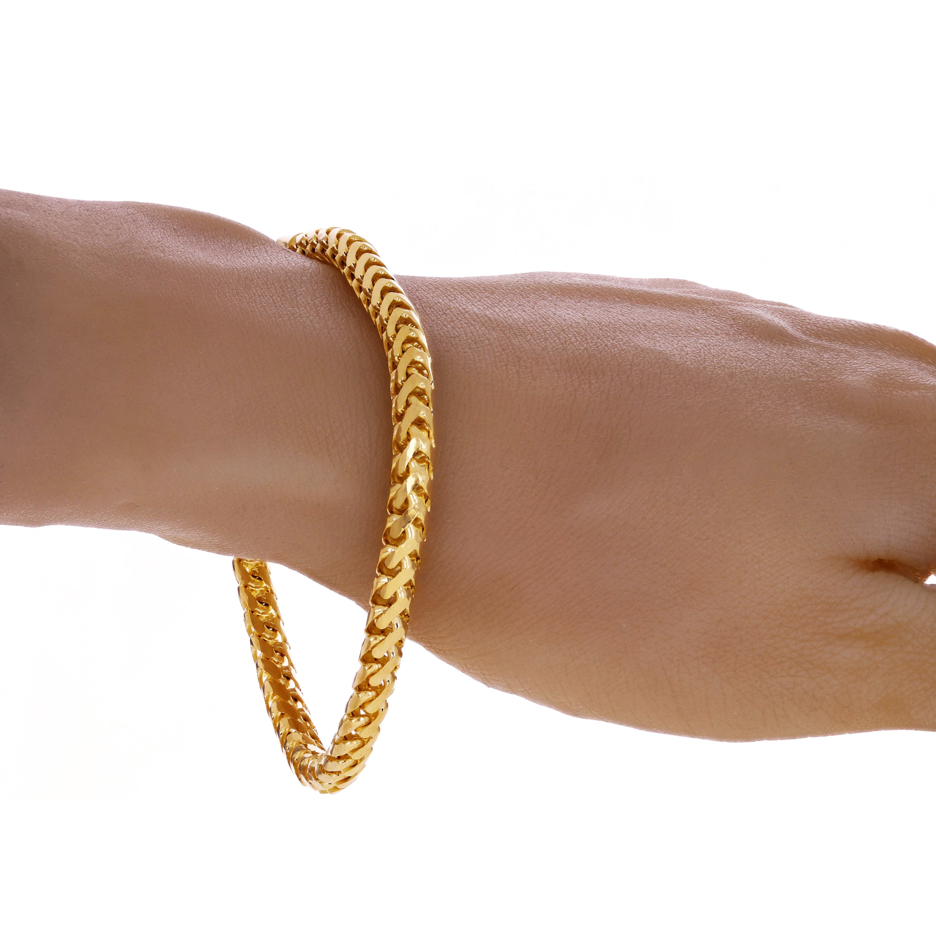 Italian 14k Yellow Gold Diamond Cut Franco Chain Bracelet 5.5mm 8.75" 34.8 grams - 5.5mm 8.75" 34.8 grams