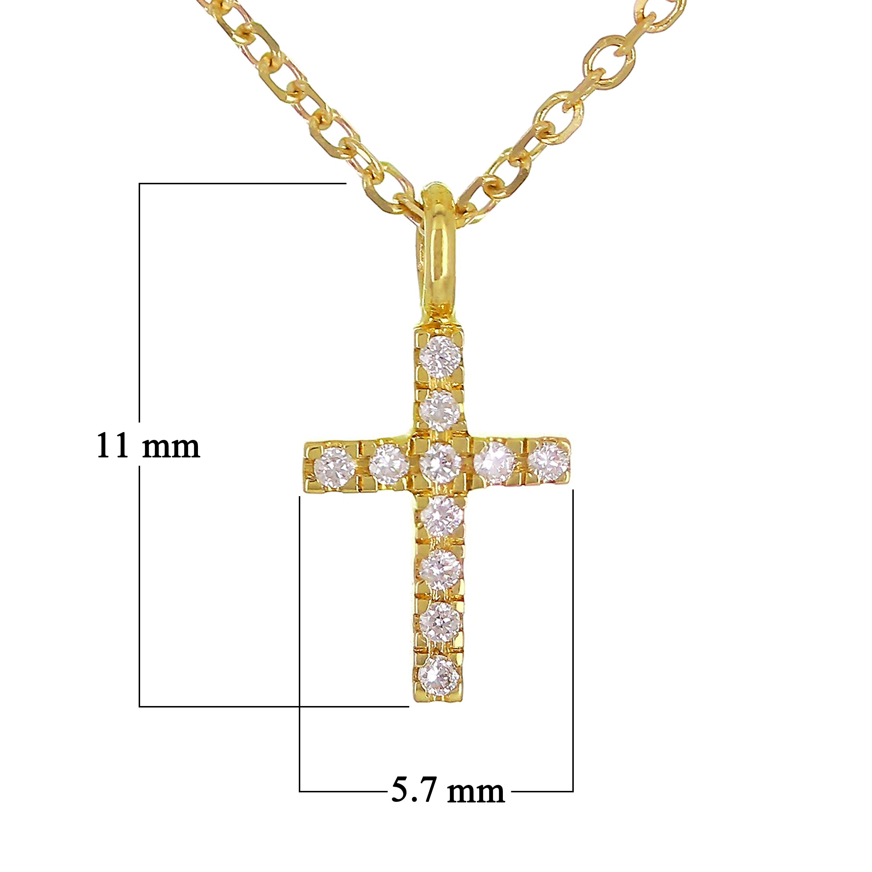 14k Yellow Gold 0.04ctw Diamond Cross Pendant Necklace - Yellow
