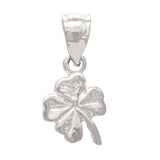 14k White Gold Solid Irish Lucky Four Leaf Clover Charm Pendant 0.7 gram - White