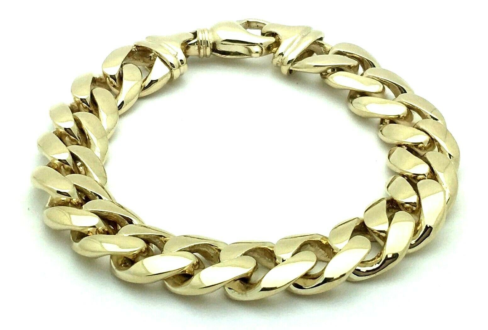 14k Yellow Gold Solid Miami Cuban Link Chain Bracelet 8.5" 13.25mm 90 grams