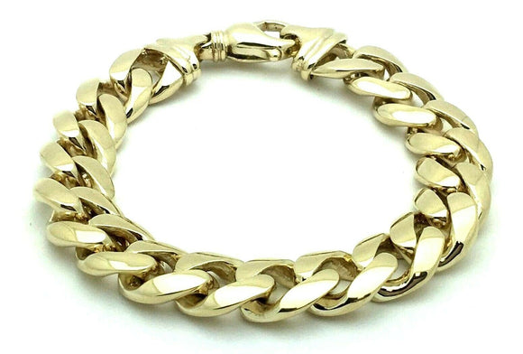 14k Yellow Gold Solid Miami Cuban Link Chain Bracelet 8.5