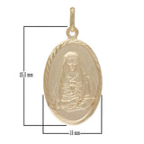 14k Yellow Gold Embossed Mother Mary's Portrait Oval Medallion Pendant 3.4 grams