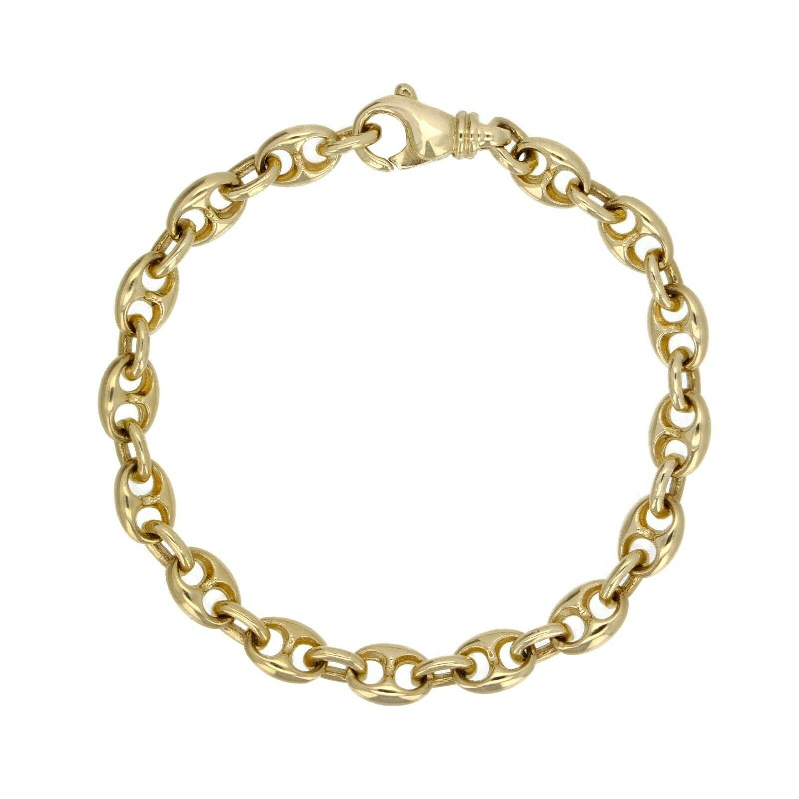 14k Yellow Gold Solid Link Chain Gucci Mariner Bracelet 7.5" 7.5mm 23.5 grams - Yellow,75"