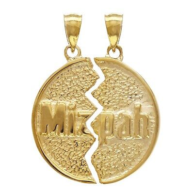 14k Yellow Gold Broken Round Mizpah Charm Pendant 5.4 grams