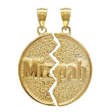 14k Yellow Gold Broken Round Mizpah Charm Pendant 5.4 grams