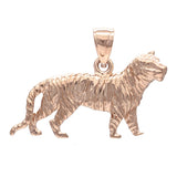 14k Rose Gold Solid Animal Tiger Charm Pendant 3.7 grams - Rose