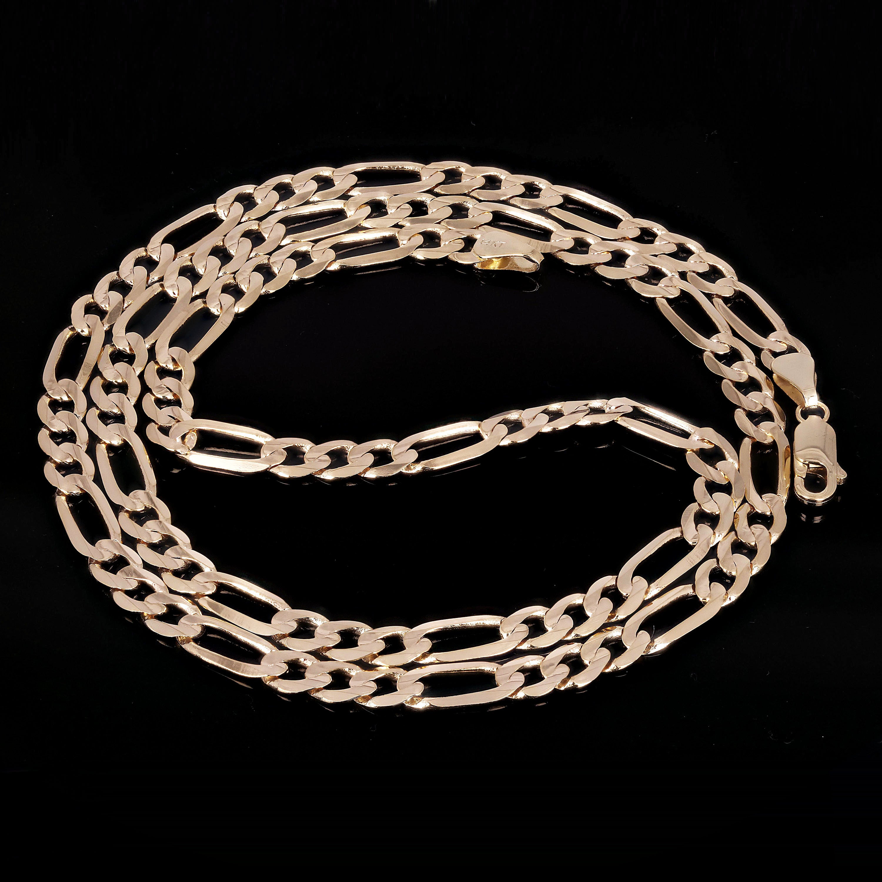 Men's Italian 14k Yellow Gold Figaro Chain Necklace 20" 5.3mm 16.4 grams - 20"