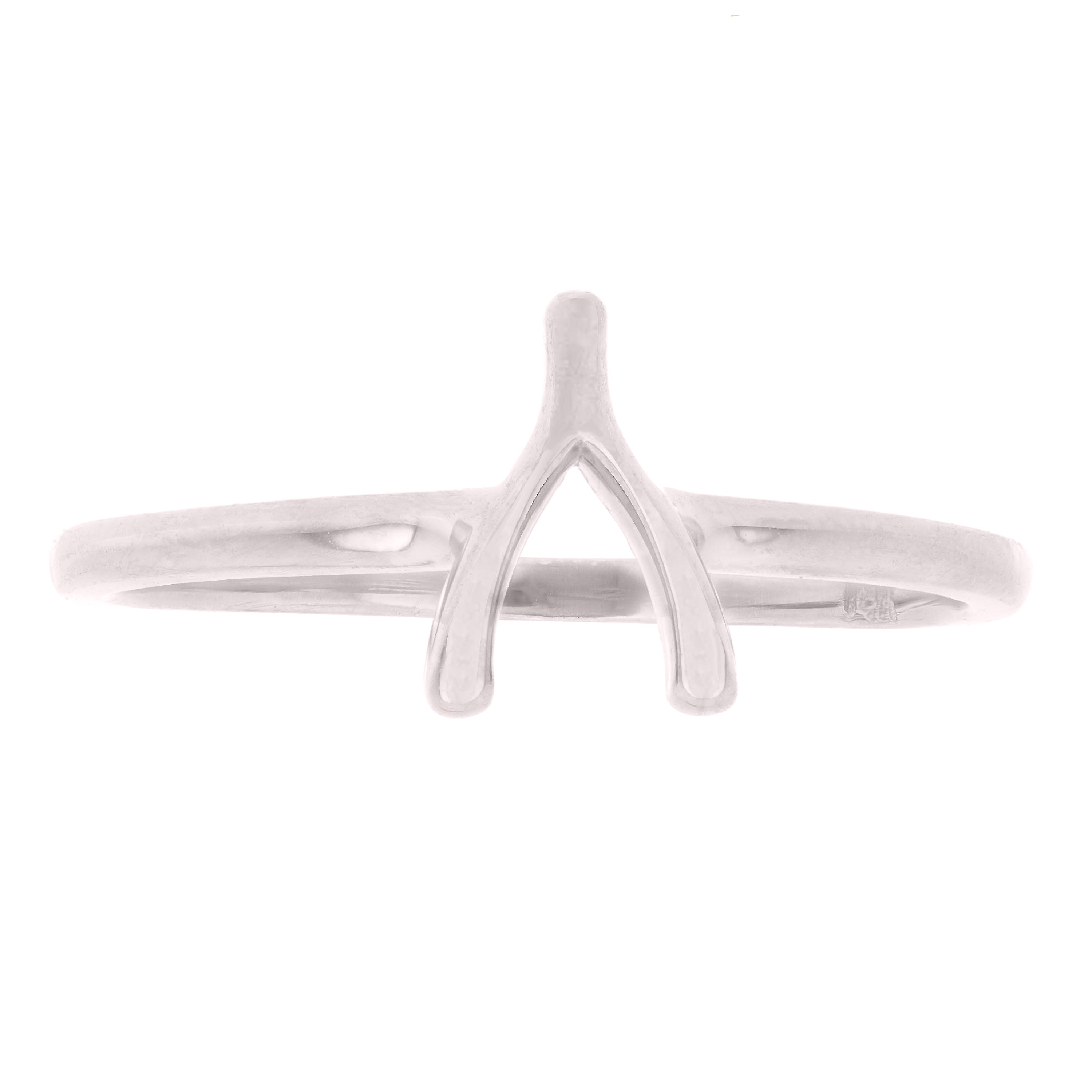 14k White Gold Lucky Wishbone Stackable  Ring 1.5 grams Size 6.5 - White