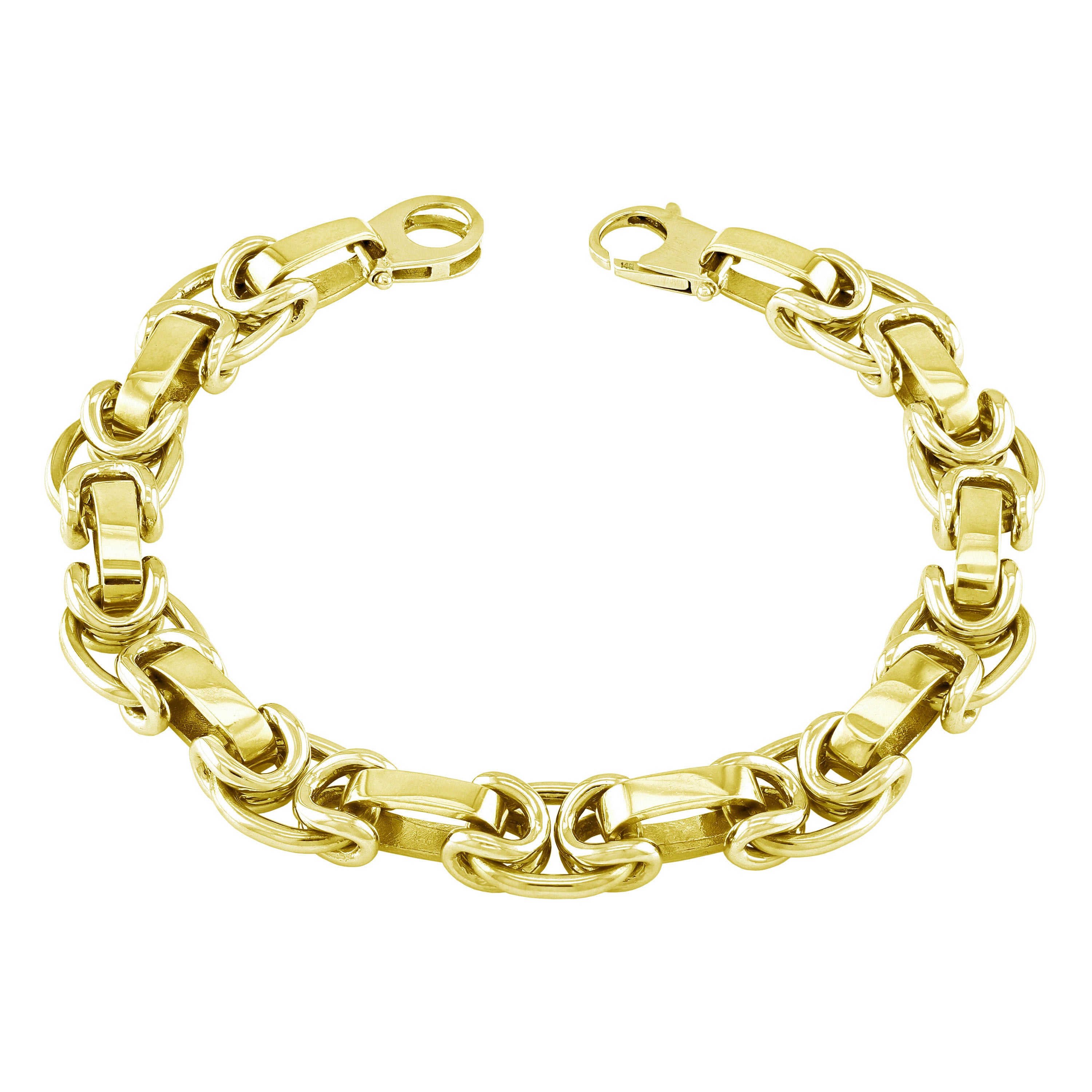 14k Yellow Gold Solid Handmade Fashion Link Bracelet 7.5" 10.5mm 37 grams - 7.5"