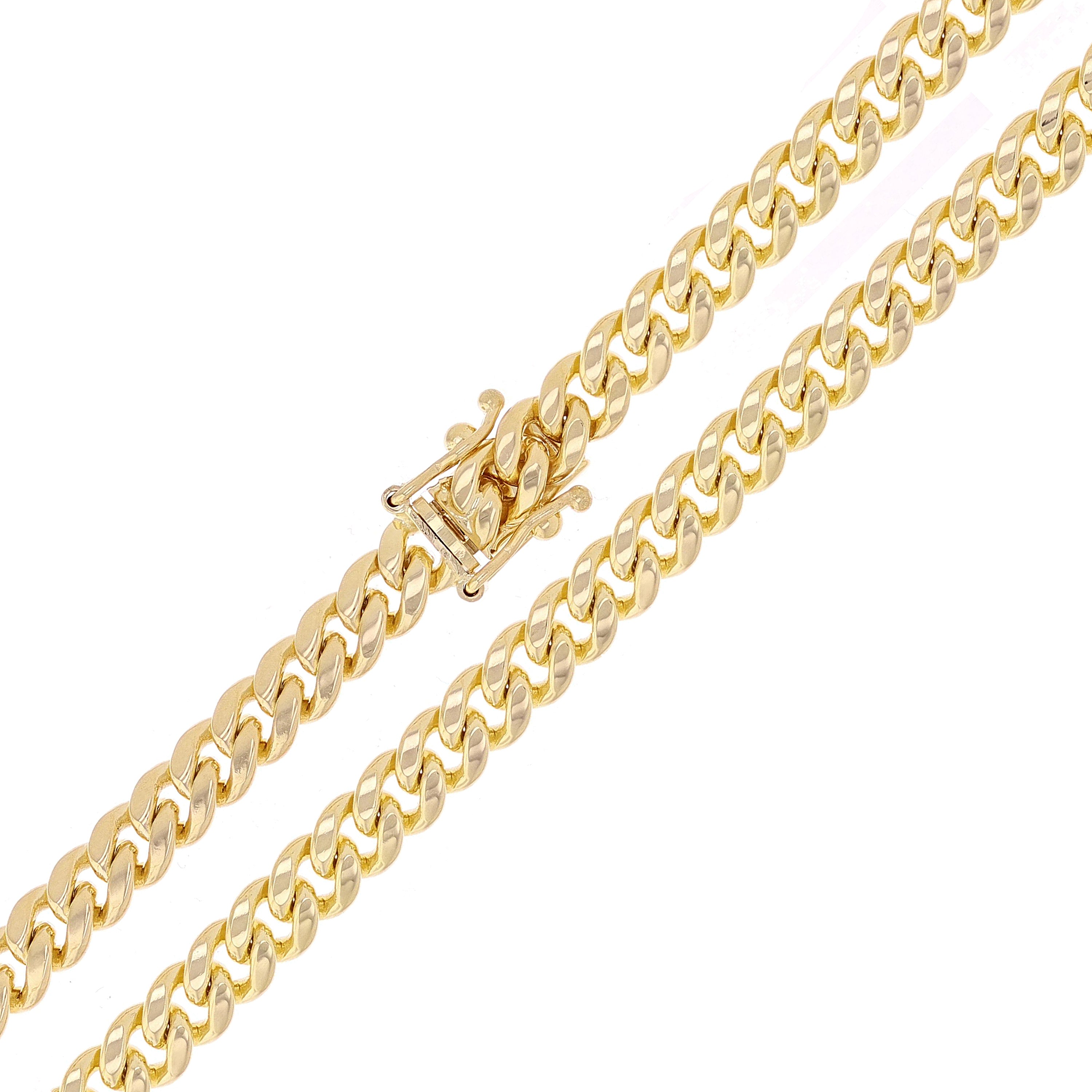 Italian 14k Yellow Gold Solid Miami Cuban Chain Necklace 5.3 mm 20", 22", 24", 26", 28"