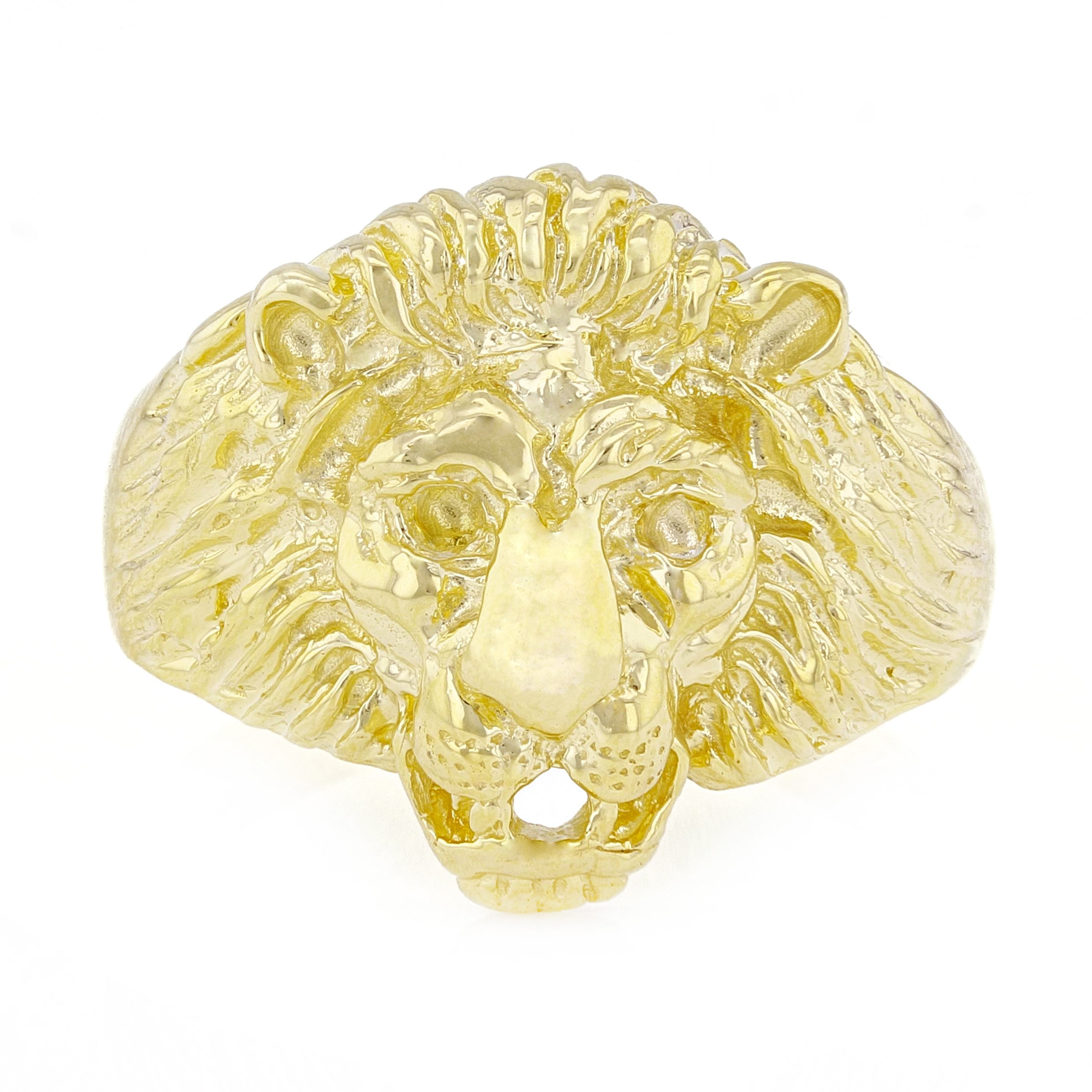 Men's 10k Yellow Gold Solid Lion Head Ring Size 6 - Ring Size 6.5