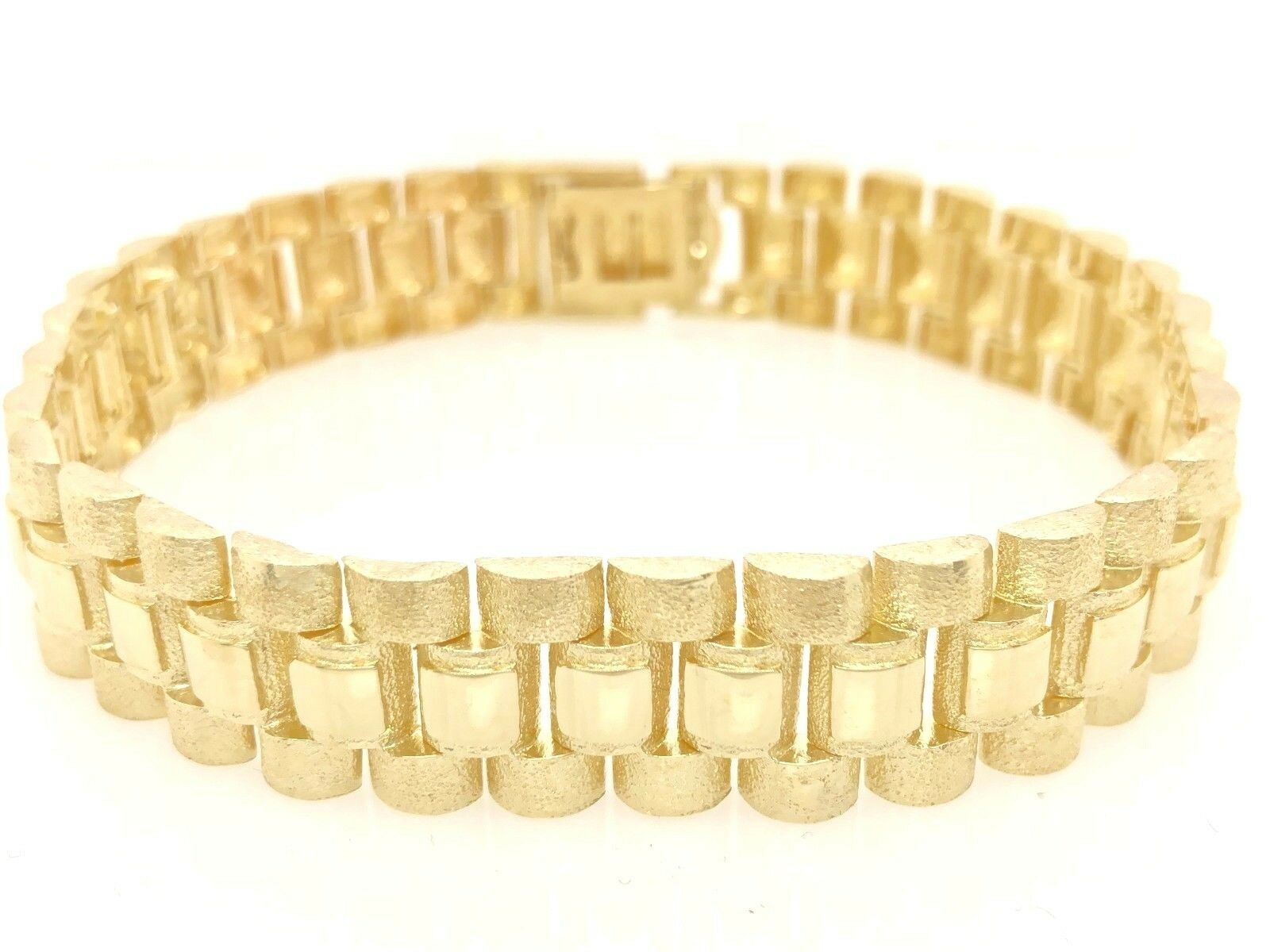 10k Yellow Gold Watch Link Chain Bracelet Adjustable 7.5" - 8" 14.8mm 33.5 grams
