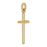 14k Yellow Gold Solid High Polish 3D Puffy Cross Charm Pendant 1.4" 2.8 grams