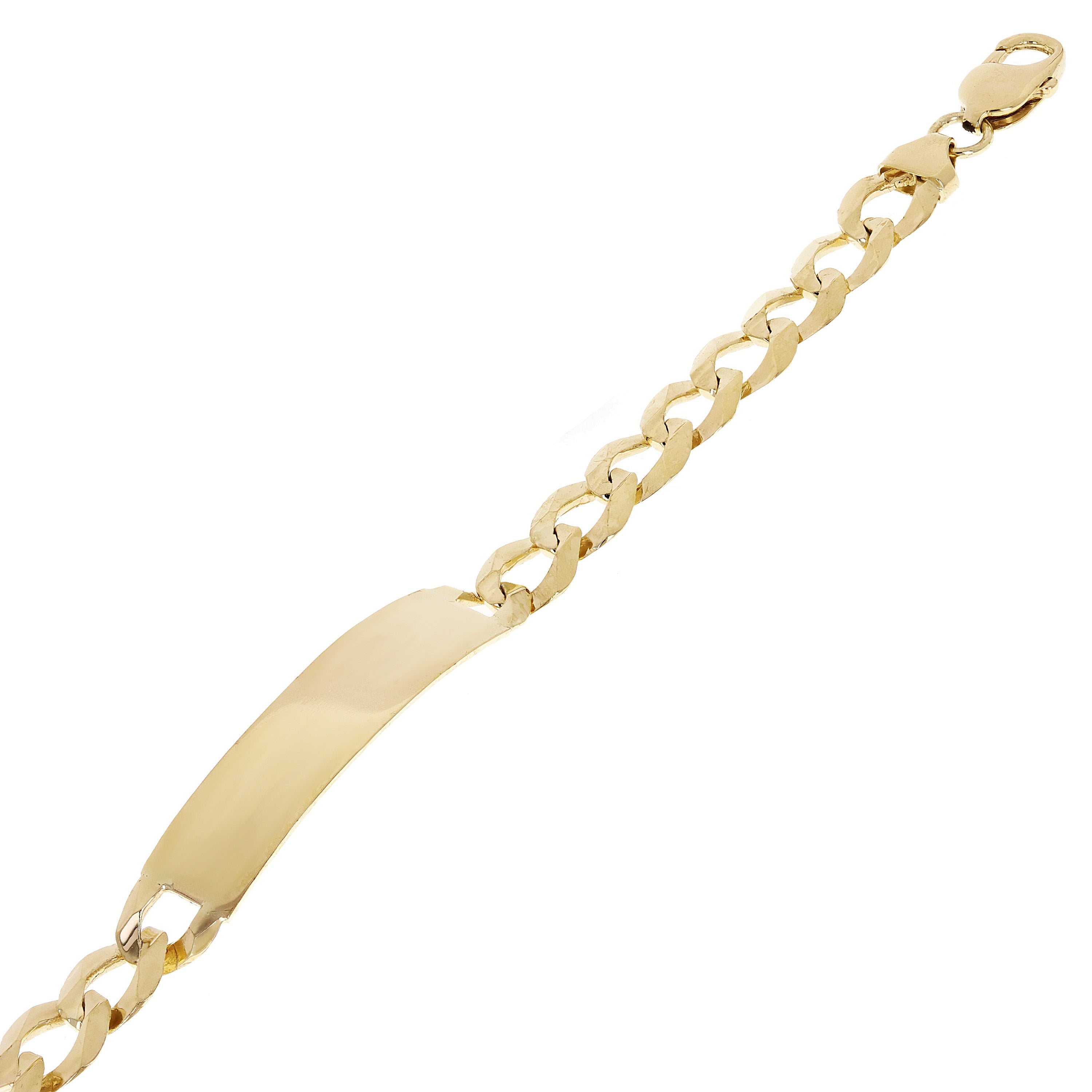 10k Yellow Gold Solid Engravable Cuban Curb Link Chain ID Bracelet 7" 10mm 14g - 7"