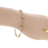 Italian 14k Two-Tone Gold Multiple Oval Links Fancy Bracelet 7.5" 3 grams