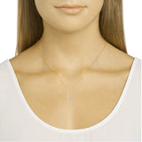 14k Yellow Gold Diamond Cross Charm Pendant Necklace 18" - Yellow