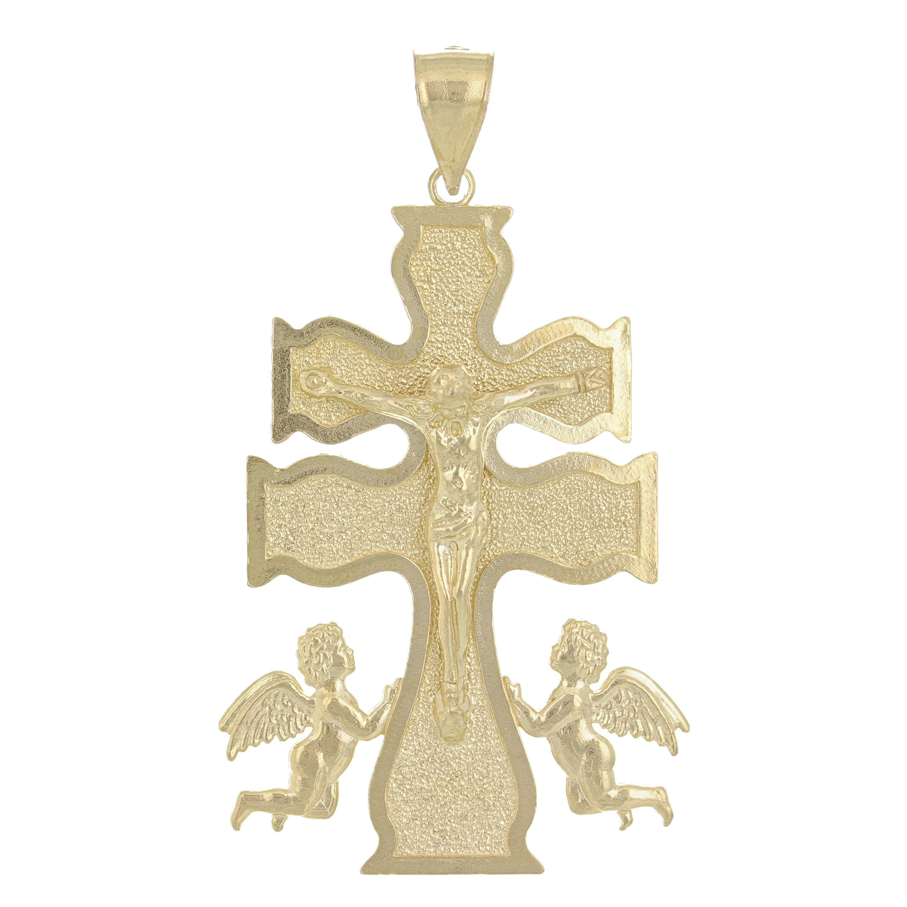 10k Yellow Gold Angels Caravaca Crucifix Cross Charm Pendant 1 gram