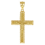 14k Yellow Gold 3D Jesus Christ Crucifix Greek Cross Pendant 2.2" 4.7 grams