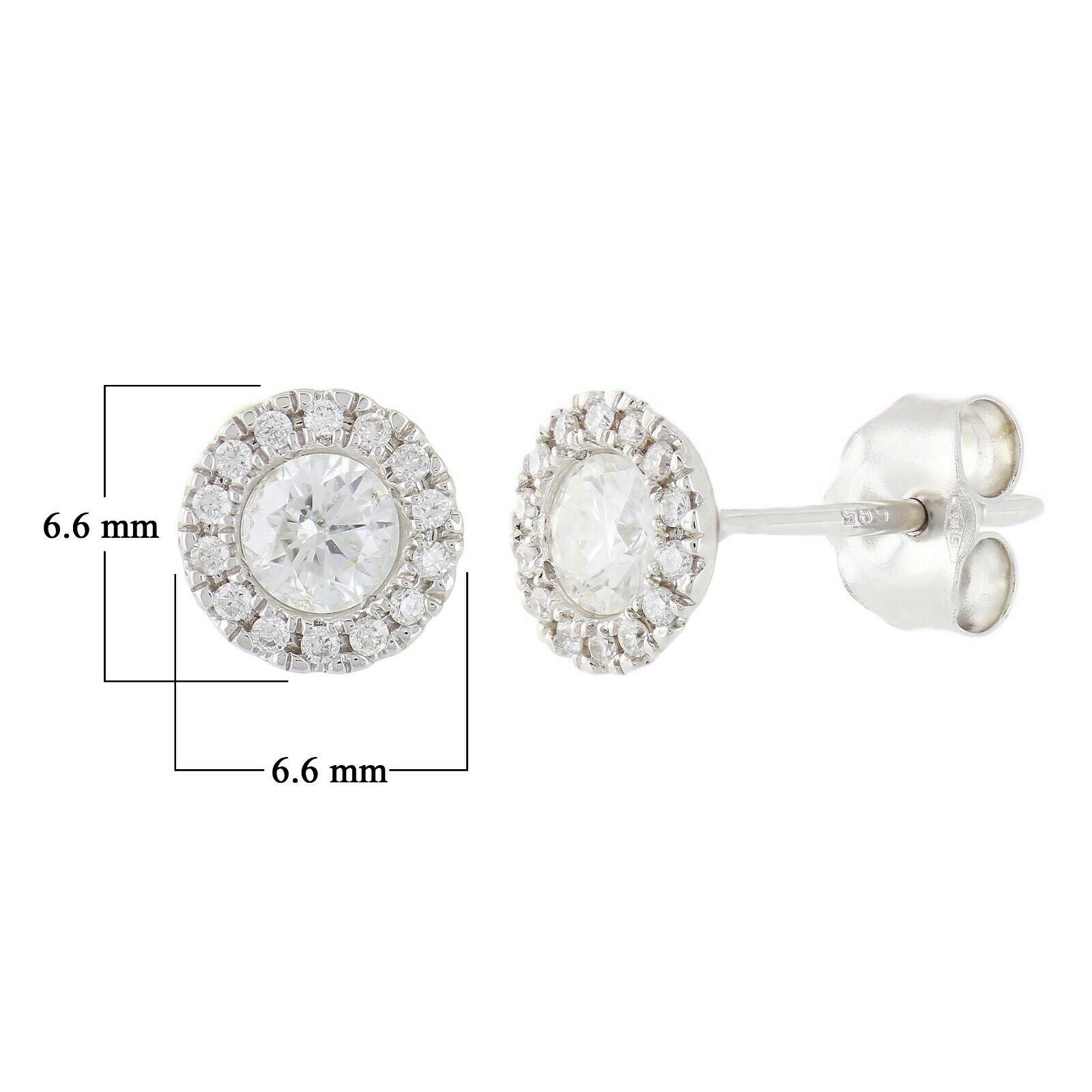 14k White Gold Round Diamond Halo Earrings Studs 0.55 TW IGI CERTIFIED - White,0.55 ctw