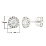 14k White Gold Round Diamond Halo Earrings Studs 0.55 TW IGI CERTIFIED - White,0.55 ctw