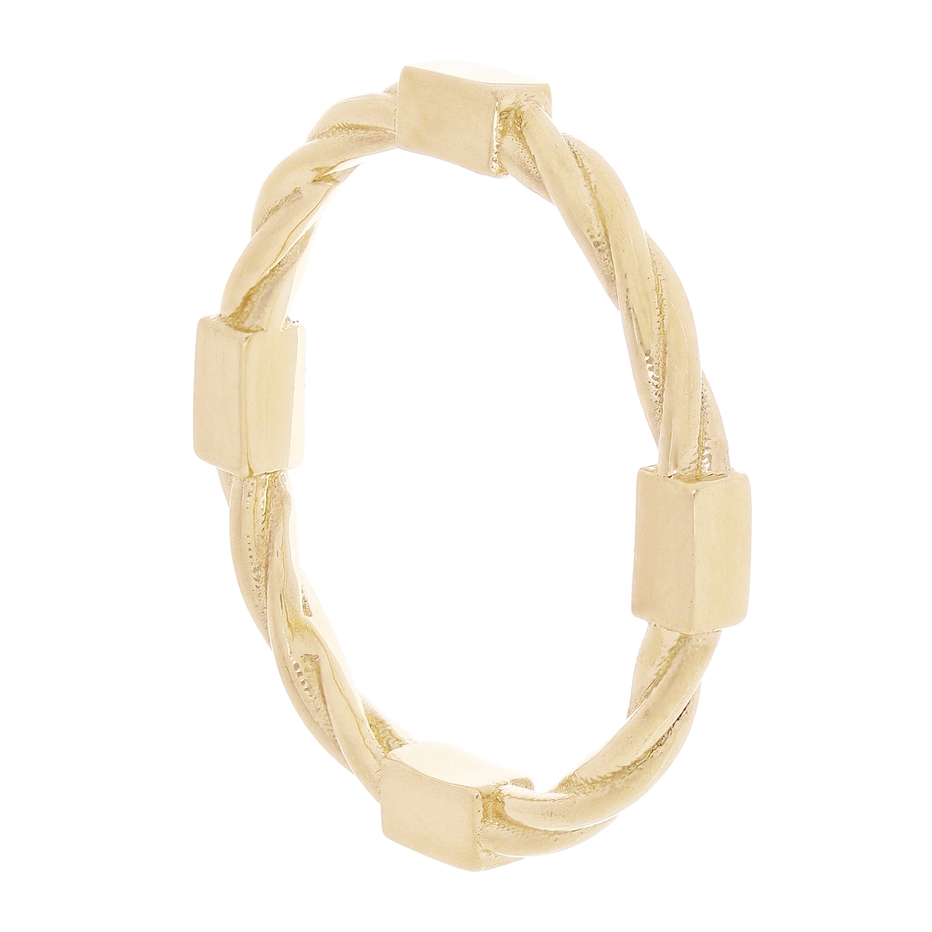 14k Yellow Gold Twisted and Bar Stackable Ring Band Size 6.75 - 2.4mm 2.8 grams