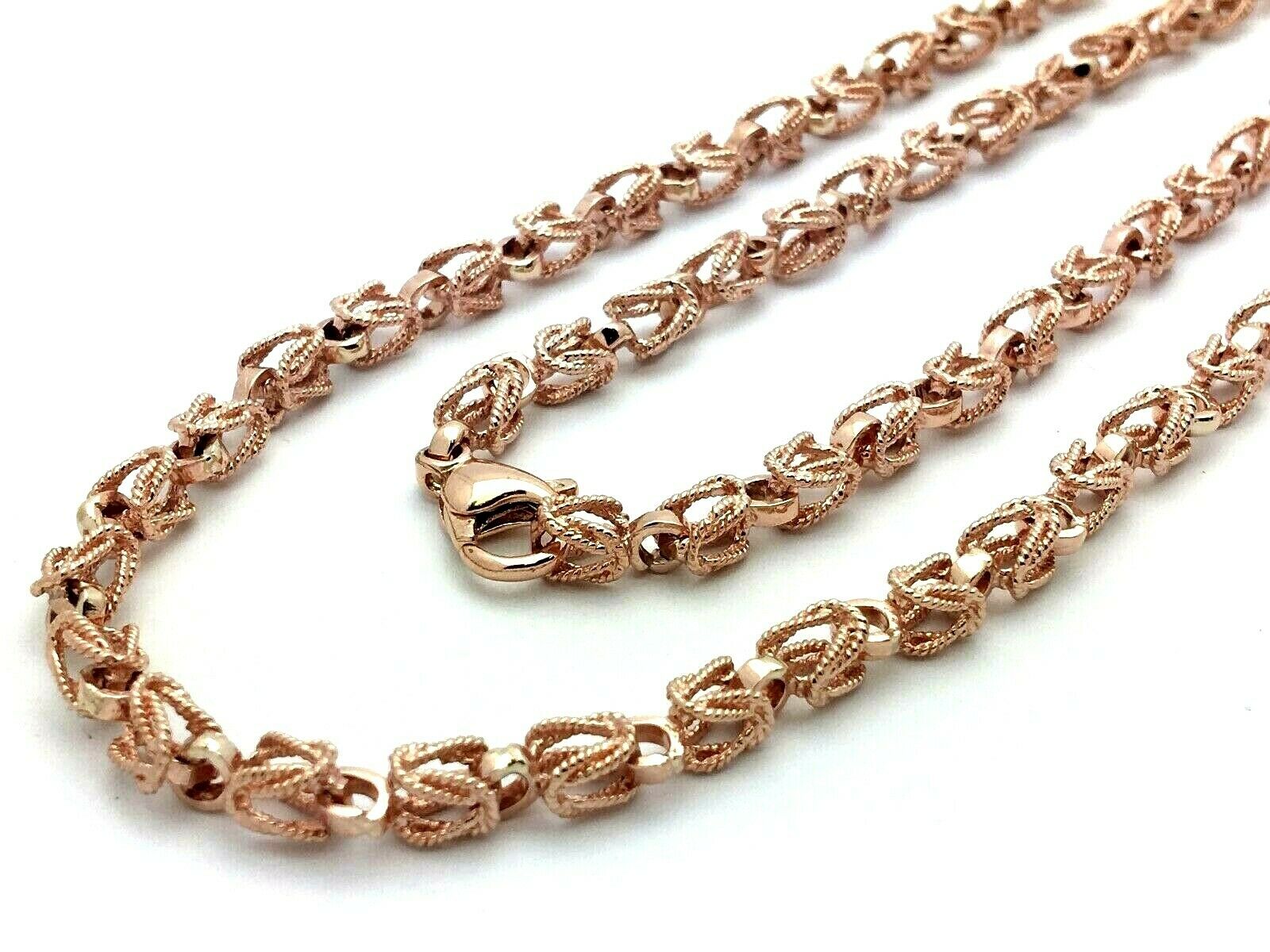 14k Rose Gold Handmade Turkish Link Chain Necklace 22" 5mm 41.5 grams - Rose,22"