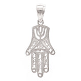 14k White Gold Hand Of Fatima Hamsa Charm Pendant 1gram - White