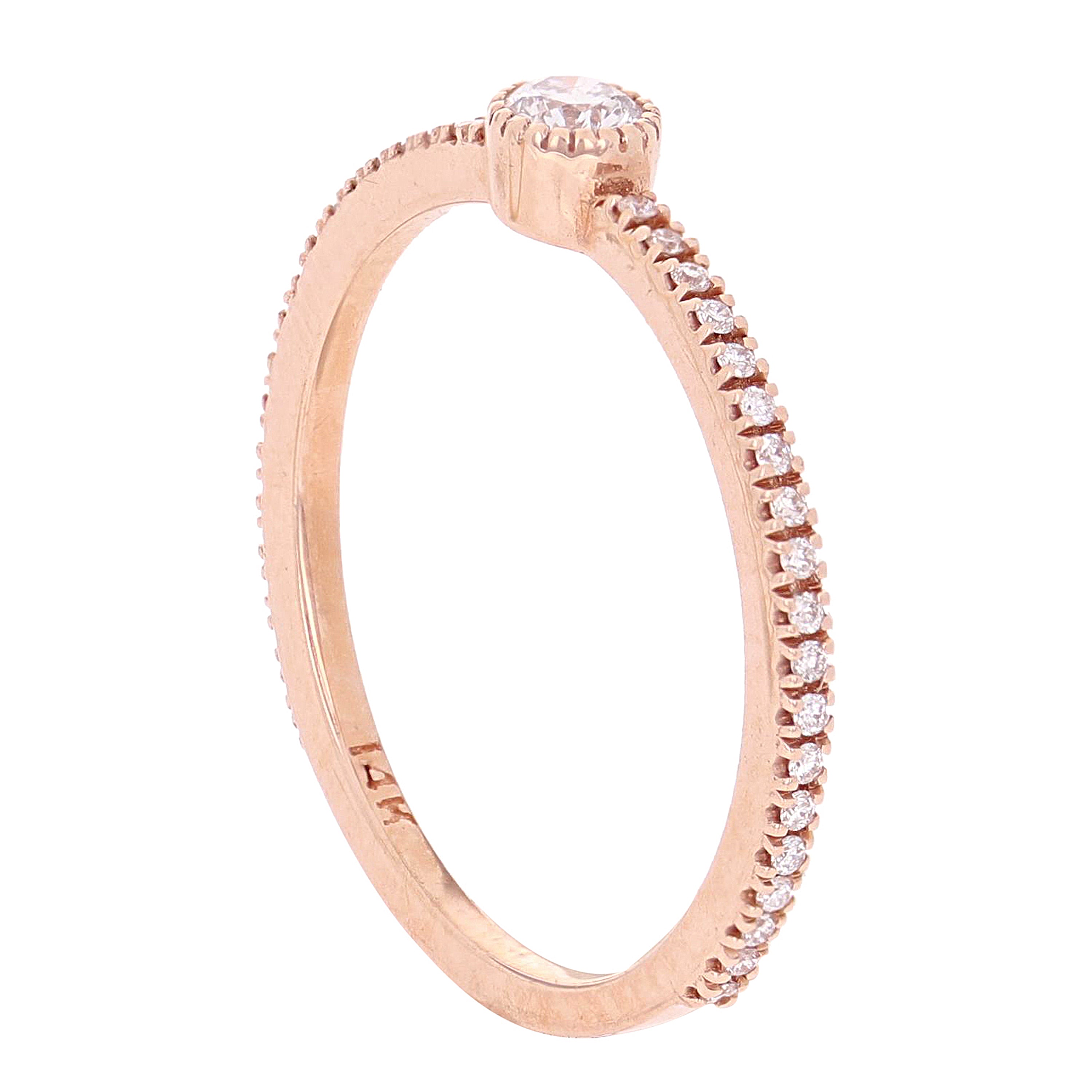 14k Rose Gold Diamond Stackable Promise Ring Size 5.5 - Rose,Ring Size 5.5