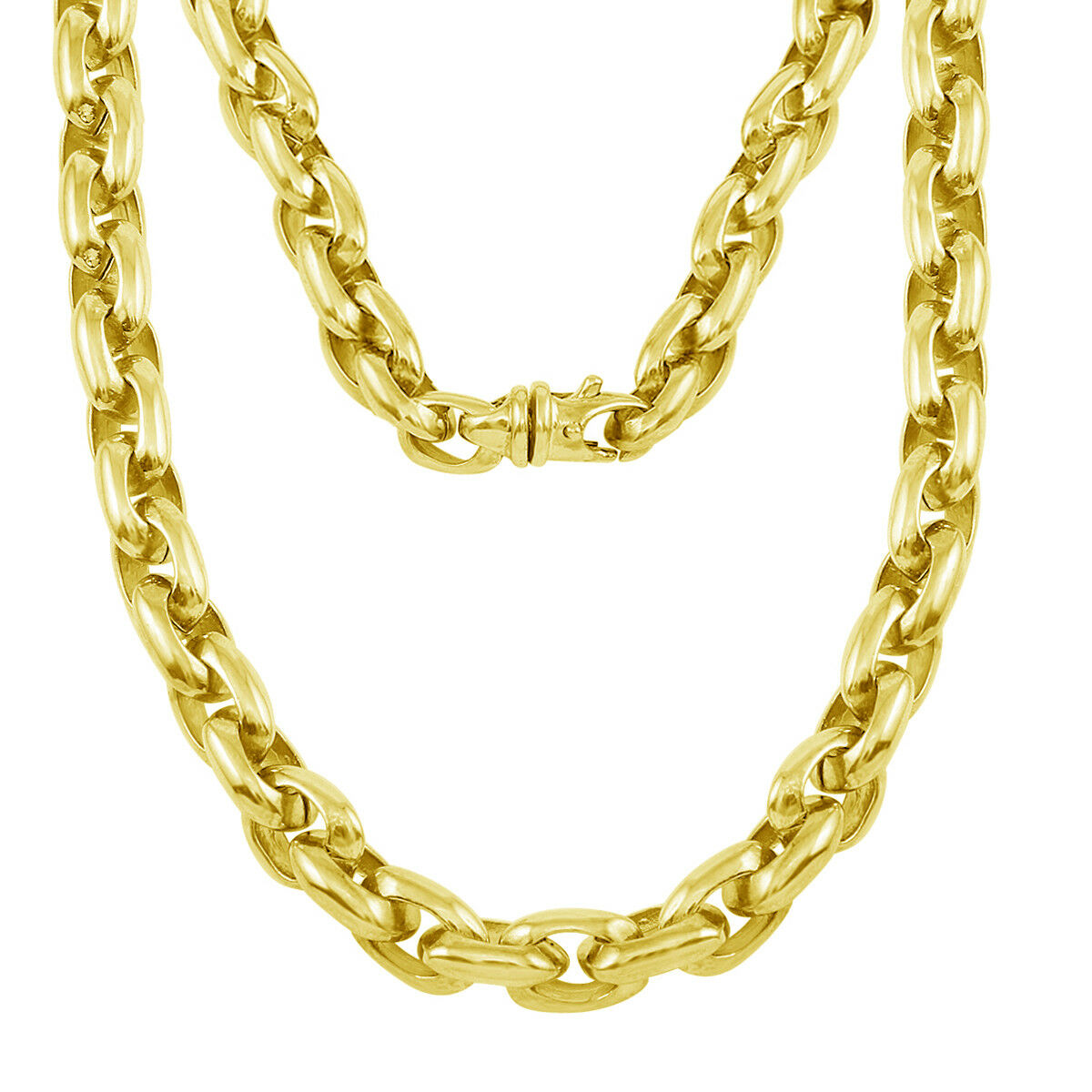 14k Yellow Gold Handmade Fashion Link Necklace 16" 8.4mm - Yellow,16"