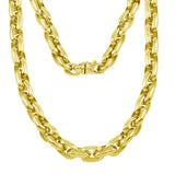 14k Yellow Gold Handmade Fashion Link Necklace 16" 8.4mm - Yellow,16"