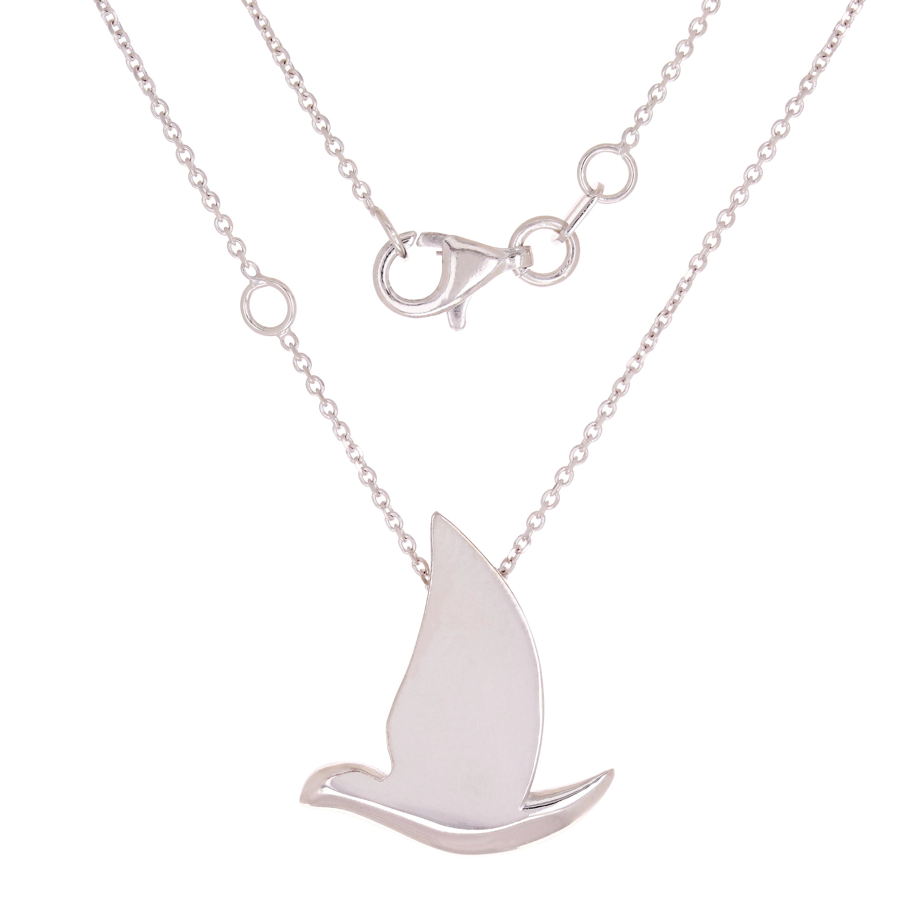 14k White Gold Holy Spirit Dove Necklace 18" 3.1 grams - White