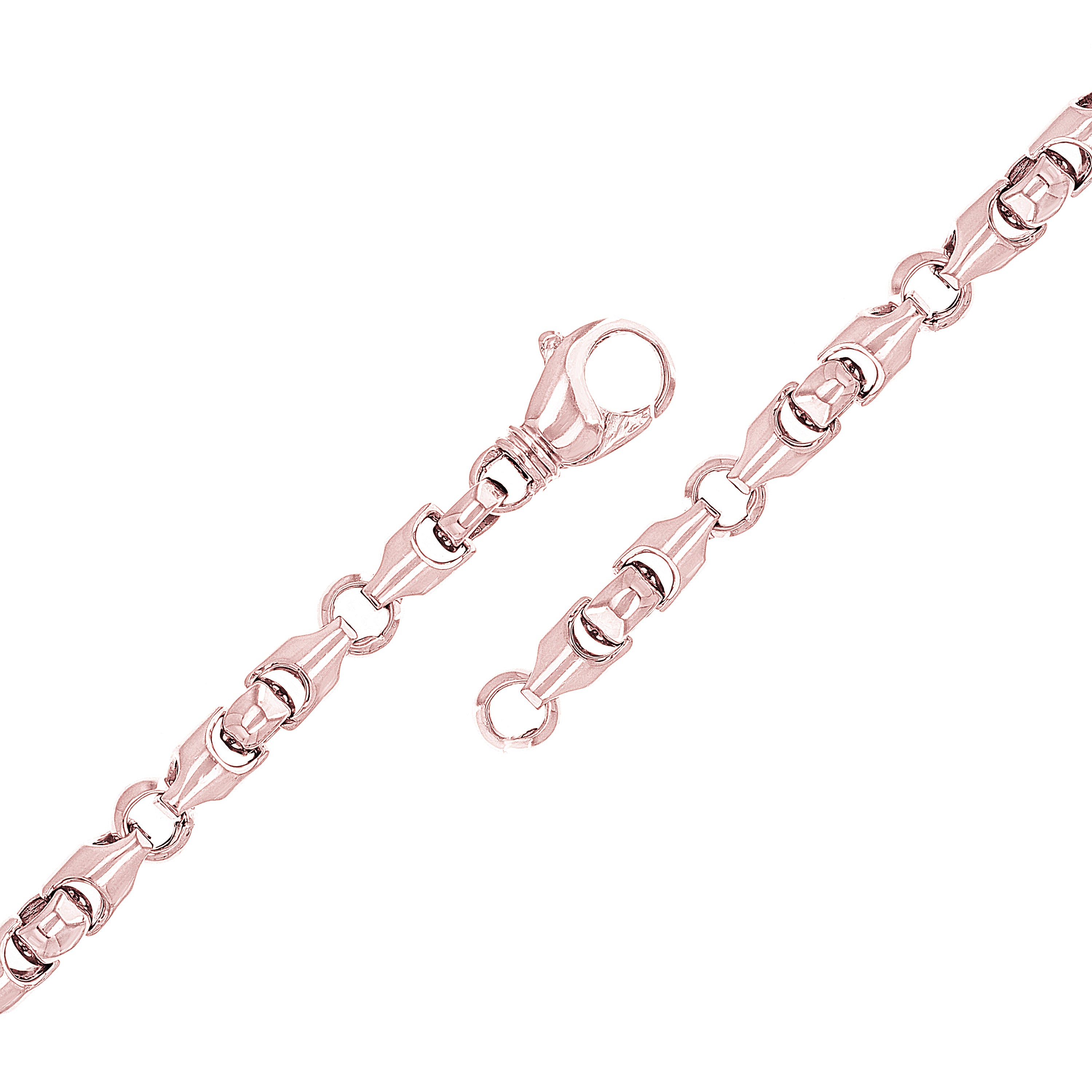 14k White Gold Handmade Solid Link Bracelet 7" 4.8mm 17.1 grams - White,7"