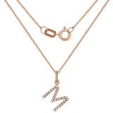14k Rose Gold Diamond Initial Letter M Charm Pendant Necklace 18" - Letter M,Rose