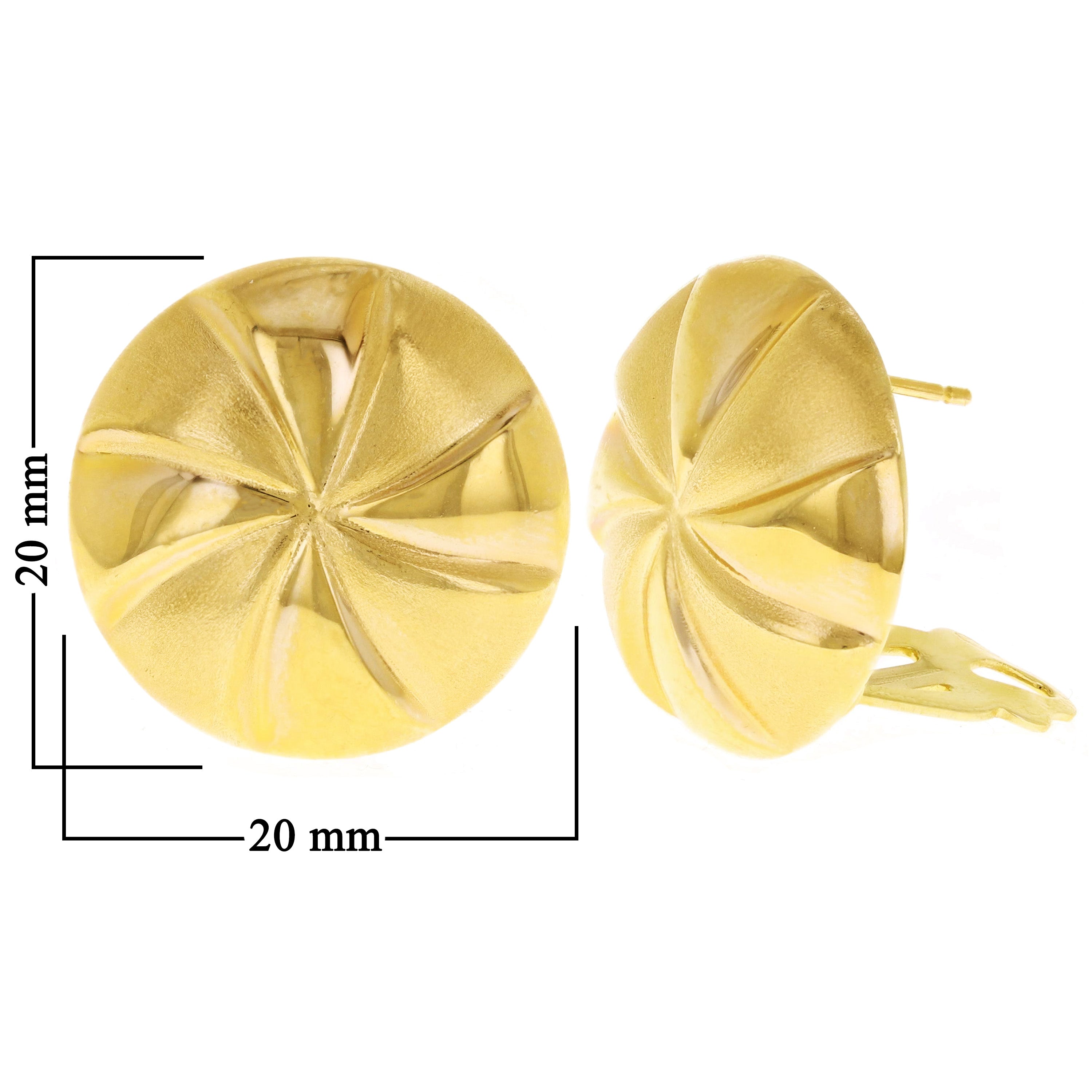 14k Yellow Gold Hollow Puffy Swirl Round Earrings 20mm 5.8 grams