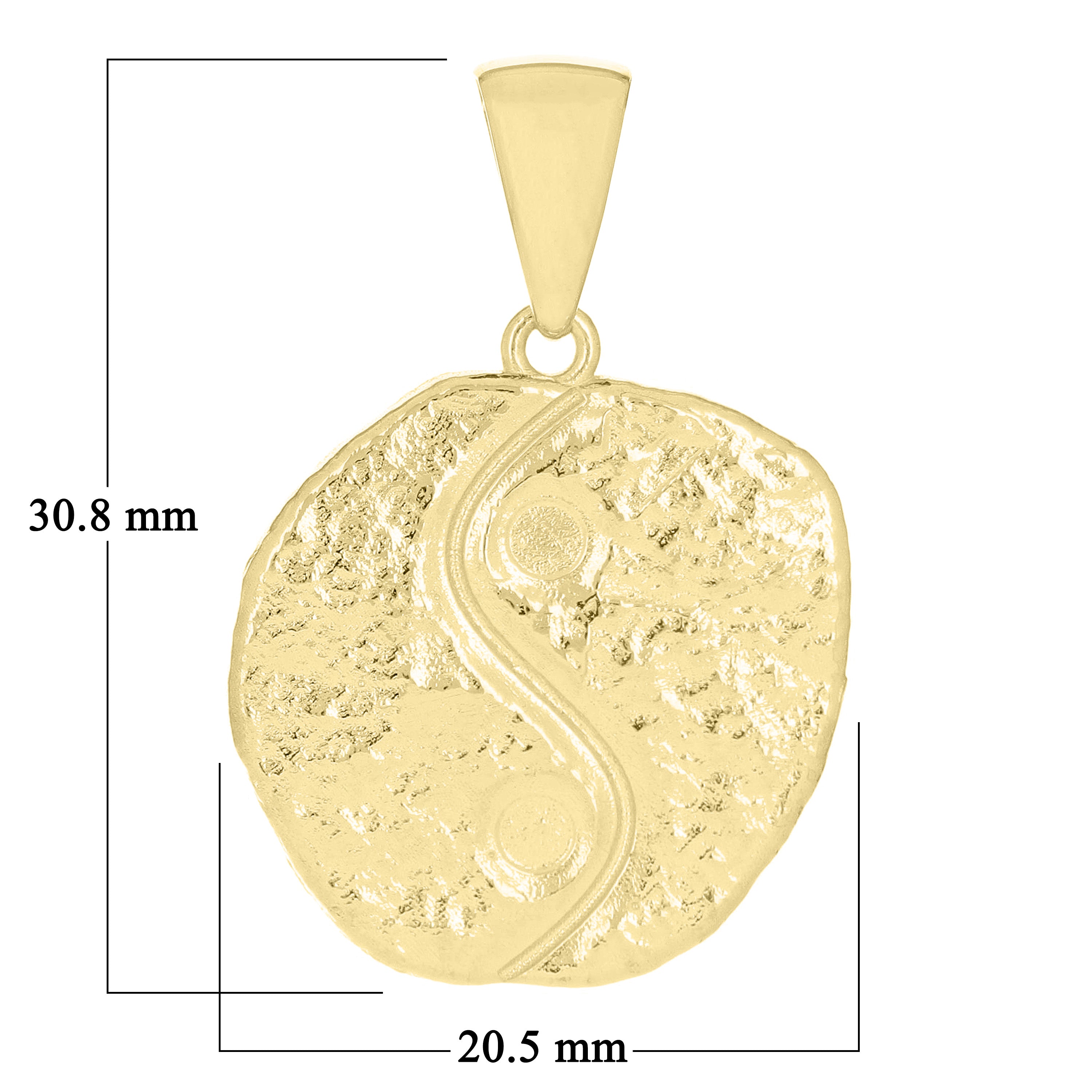 14k Yellow Gold Yin and Yang Charm Pendant 1.2" 7.1 grams