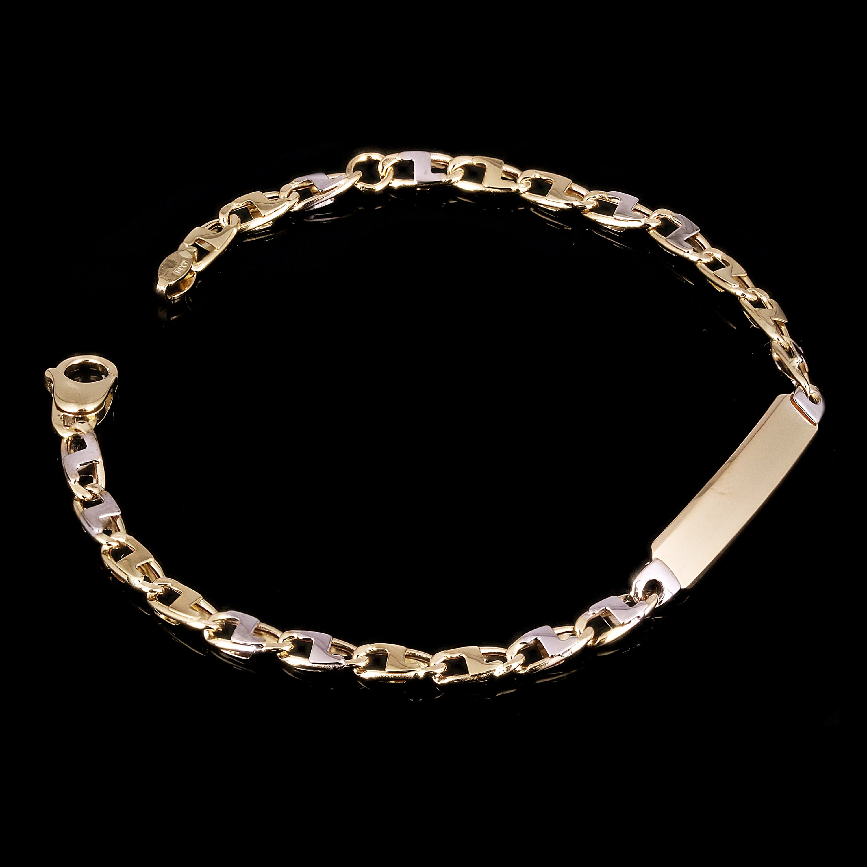 Italian 14k Two Tone Gold Engravable Baby Kids ID Mariner Bracelet 6.5" 3 grams