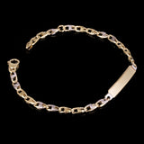 Italian 14k Two Tone Gold Engravable Baby Kids ID Mariner Bracelet 6.5" 3 grams