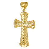 14k Yellow Gold 3D Diamond Cut Cross Pendant 1.9" 4.7 grams
