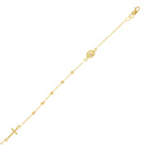 Italian 14k Yellow Gold Miraculous Medal Charm Rosary Bracelet 7" 2.3 grams