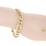 Women's Italian 14k Yellow Gold Hollow Figaro Chain Bracelet 7.5" 12mm 6.7 grams