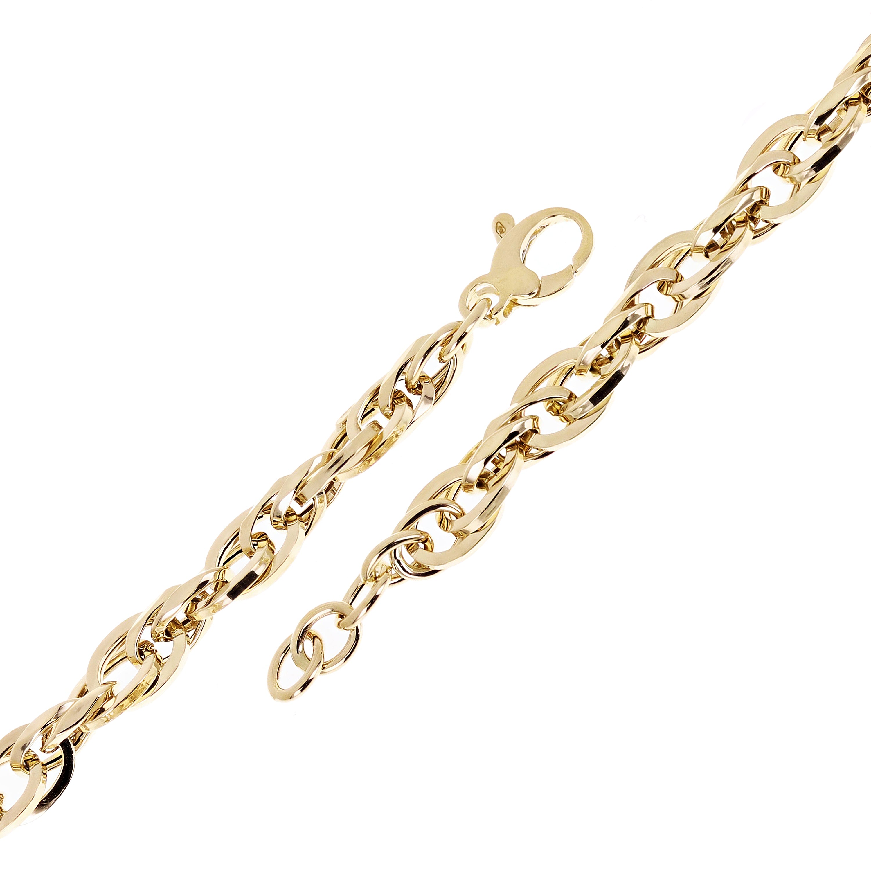 Italian 14k Yellow Gold Hollow Oval Link Bracelet 8.25" 7.5mm 6.6 grams