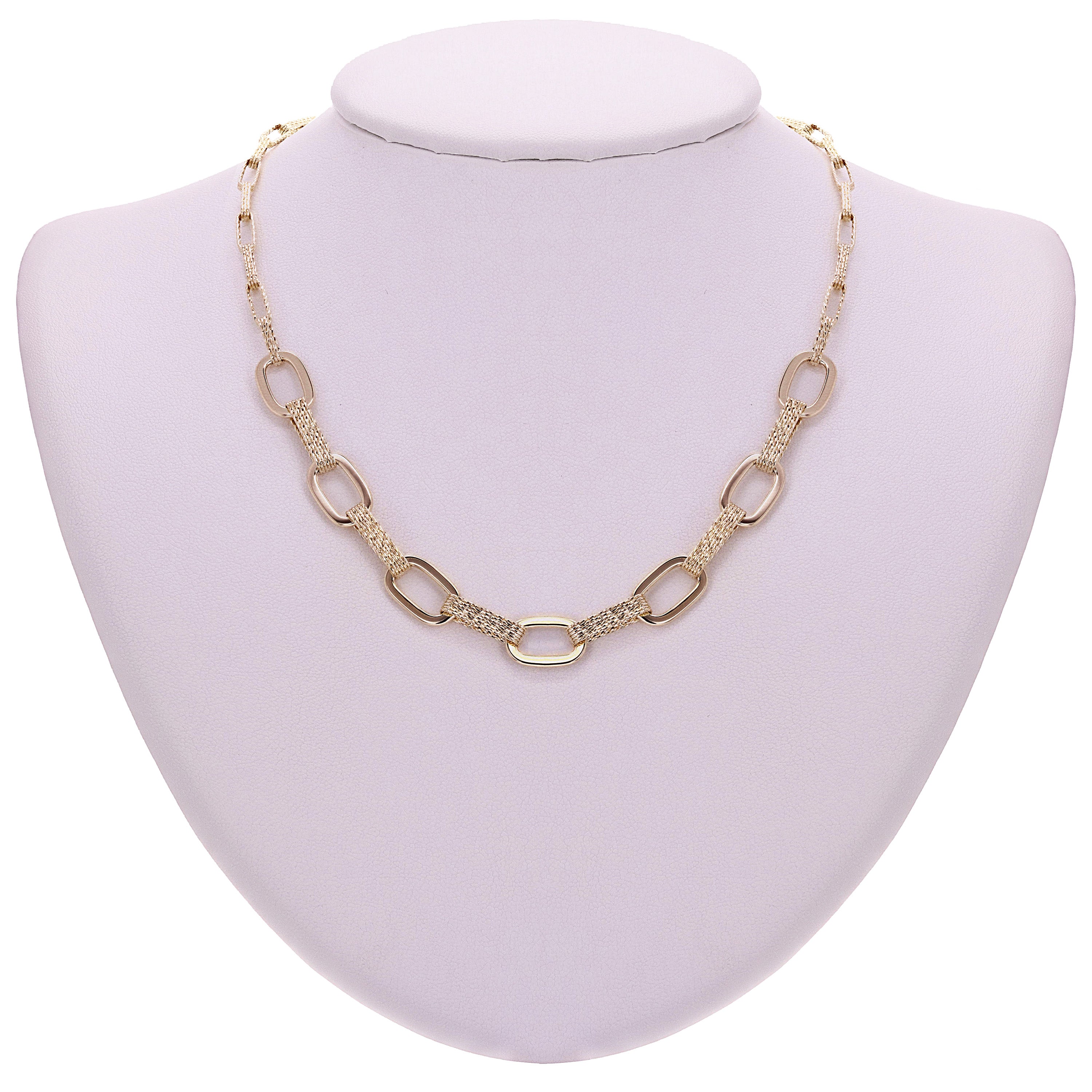 Italian 14k Yellow Gold Oval Links Necklace, Bracelet & Earrings Set 22.1 grams