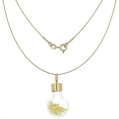 14k Yellow Gold Cable Wire Necklace & Light Bulb Pendant with Yellow Diamonds