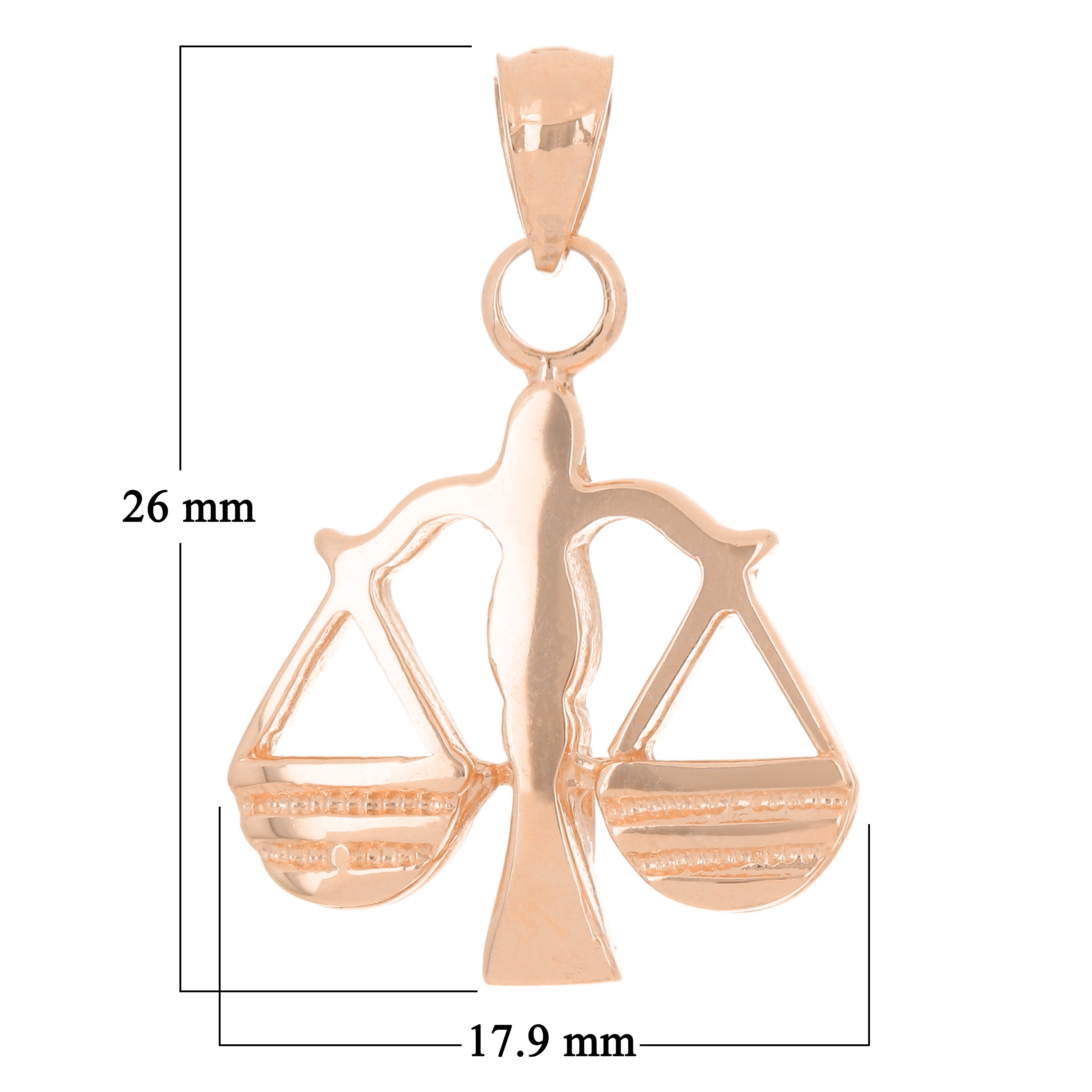 14k Rose Gold Scales of Justice Libra Zodiac Sign Charm Pendant 1" 3.7 grams - Rose